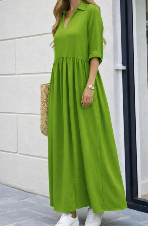 Truvakar Kollu V Yakalı Yırtmaçlı Uzun Aerobin Elbise