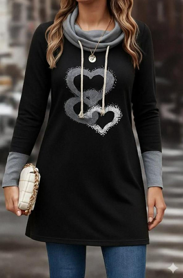 Uzun Kollu Balıkçı Yaka Bağcıklı Iki Iplik Elbise