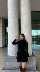 Uzun Kollu Balıkçı Yaka Salaş Kusa Akrilik Elbise