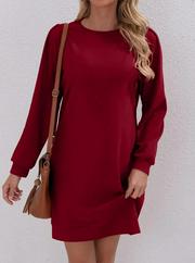 Uzun Kollu Bisiklet Yaka Iki Iplik Elbise