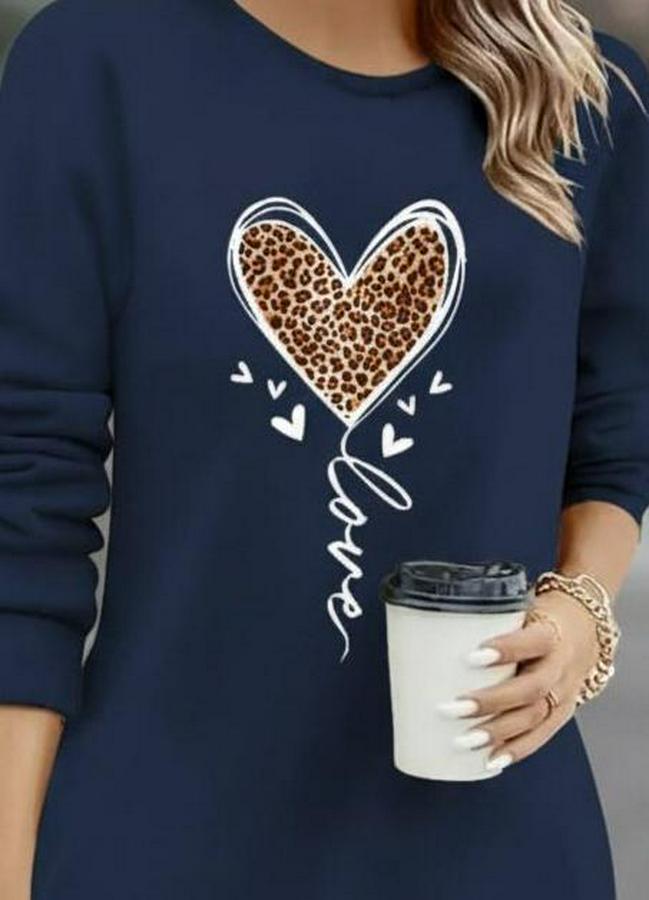 Uzun Kollu Bisiklet Yaka Kalp Desenli Kısa Viskon Elbise