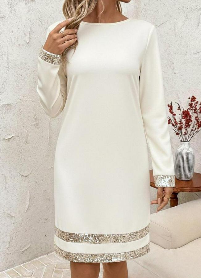 Uzun Kollu Bisiklet Yaka Mini Ithal Krep Elbise