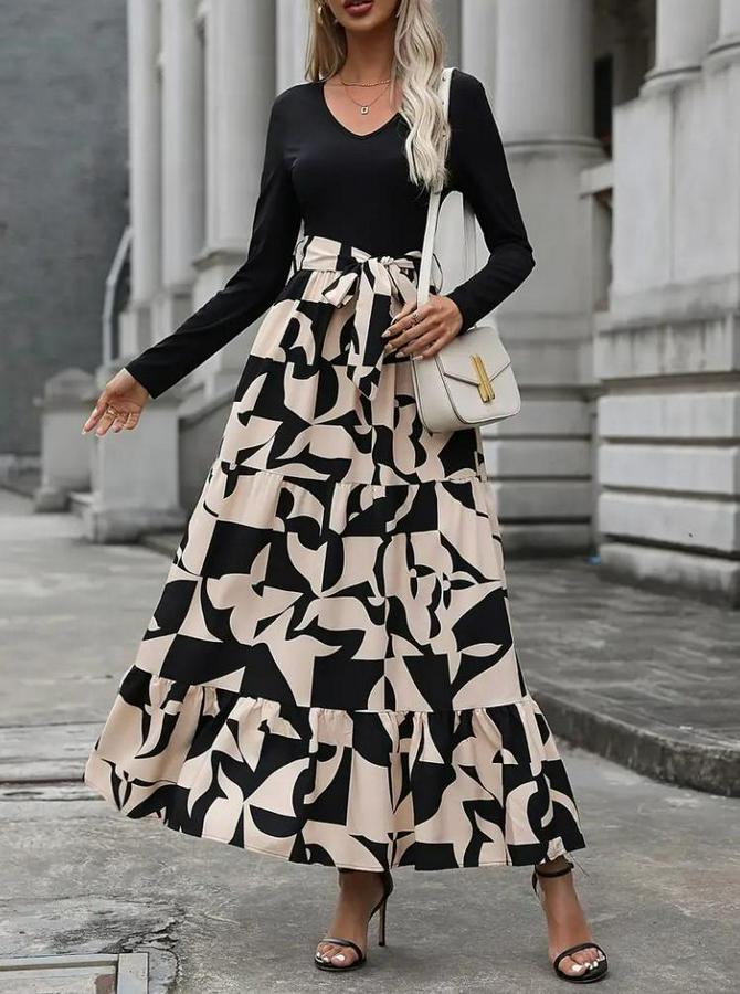 Uzun Kollu Bisiklet Yaka Uzun Elbise