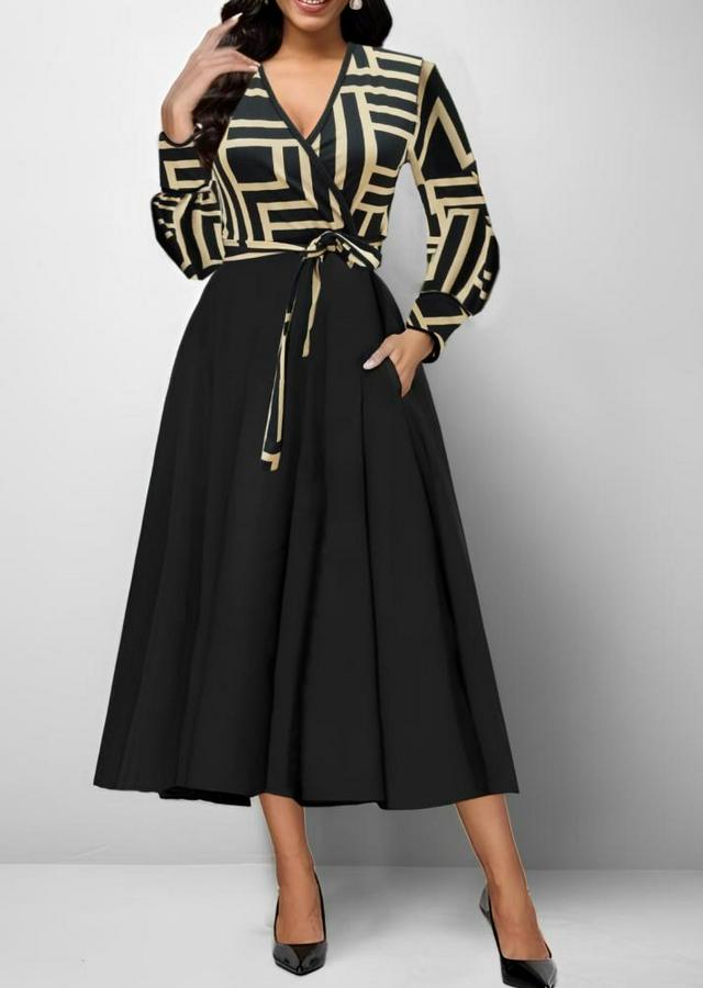 Uzun Kollu Kruvaze Yaka Dalgıç Krep Midi Boy Elbise