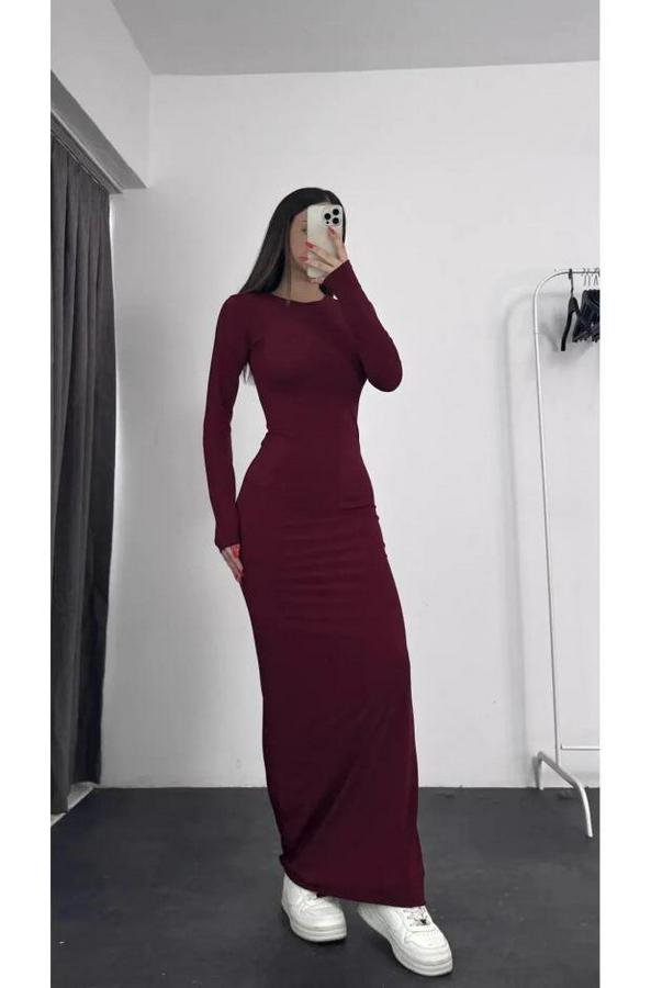 Uzun Kollu Maxi Elbise