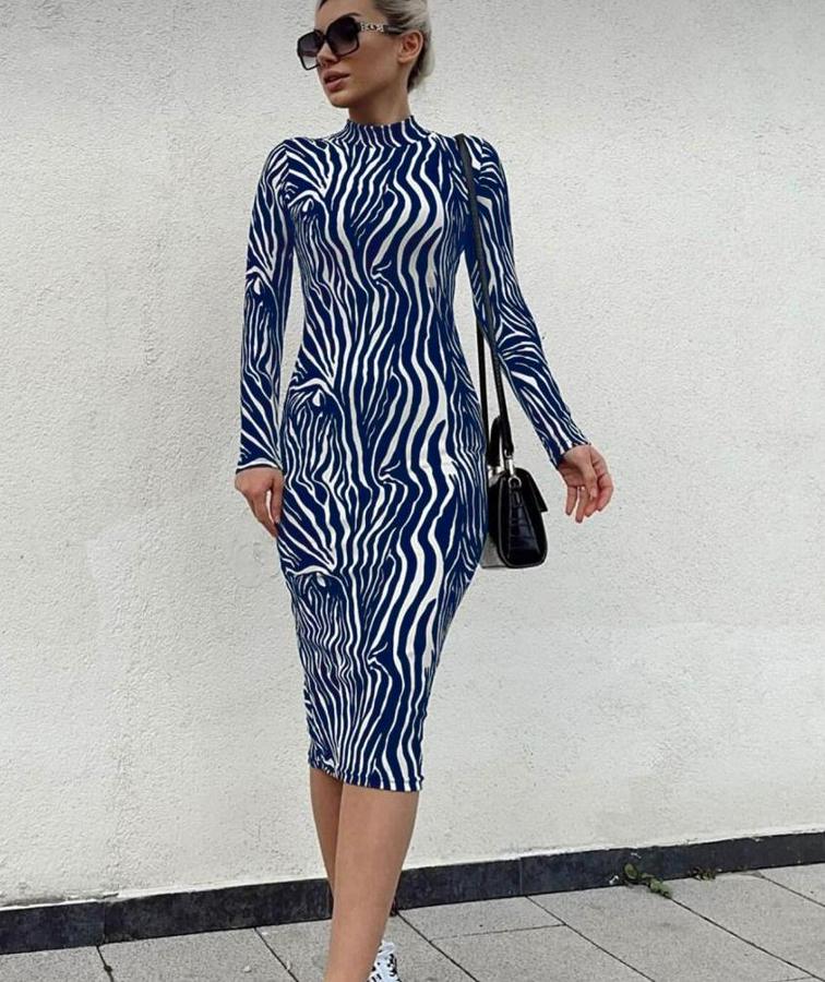 Uzun Kollu Mikro Midi Elbise