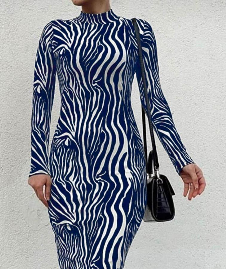 Uzun Kollu Mikro Midi Elbise