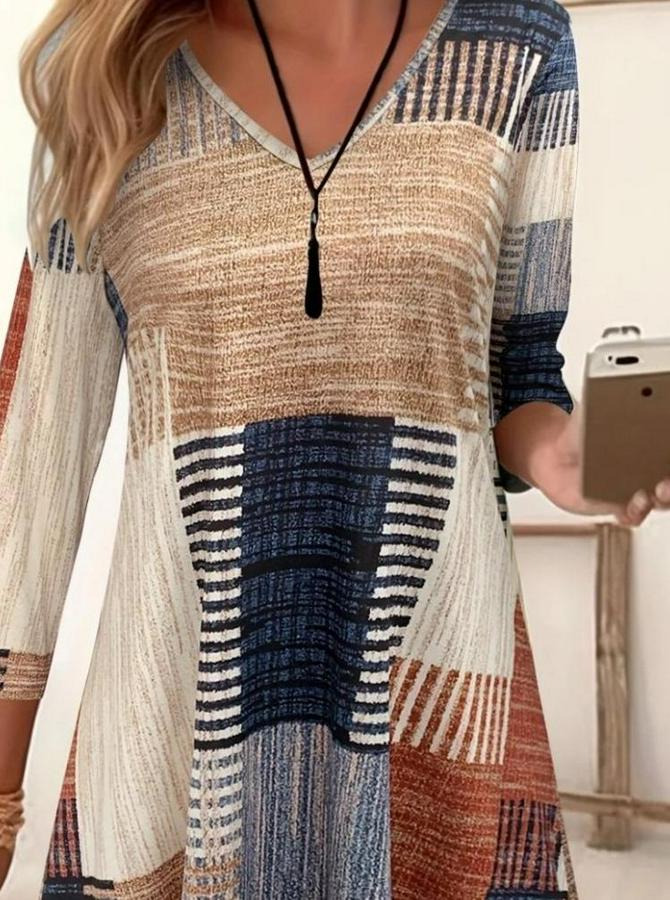 Uzun Kollu V Yaka Süprem Mini Elbise