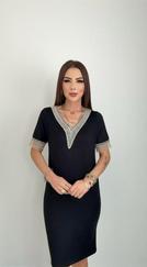 V Yaka Güpürlü Iki Iplik Elbise