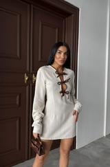 Kisa Elbise Ön Biye Bağlama Detayli