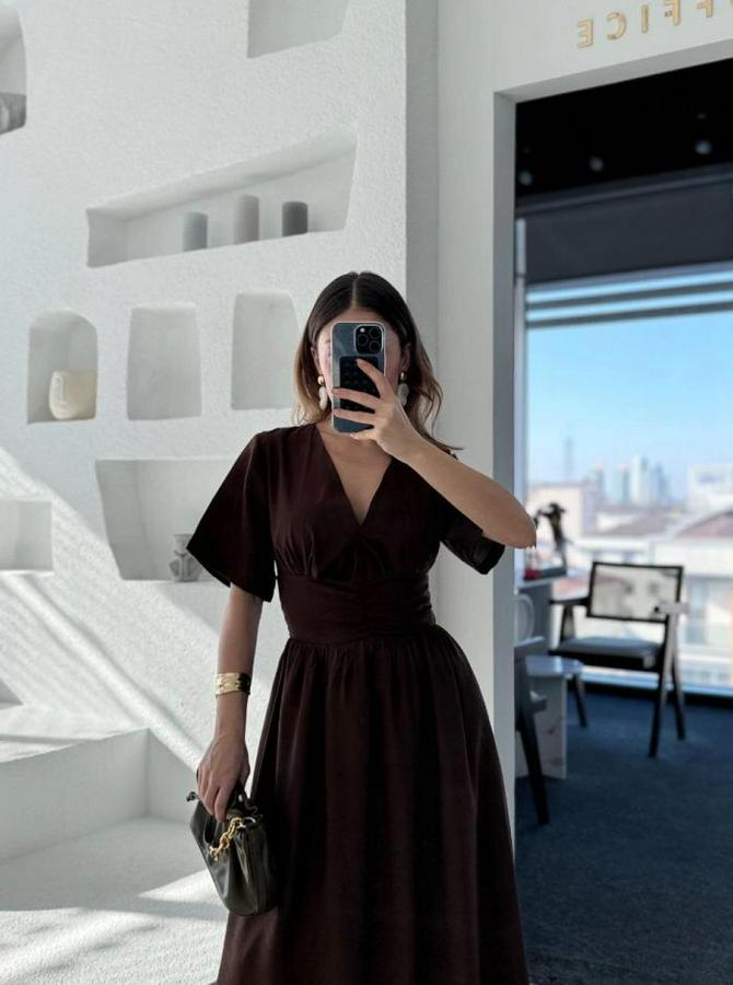 Kısa Kollu Uzun Elbise