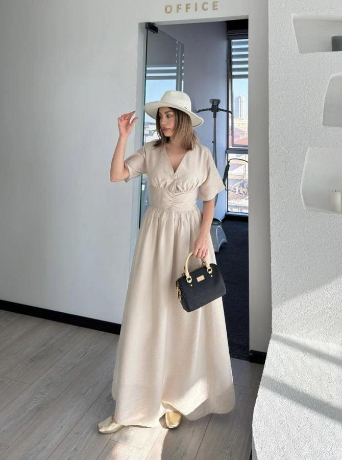 Kısa Kollu Uzun Elbise