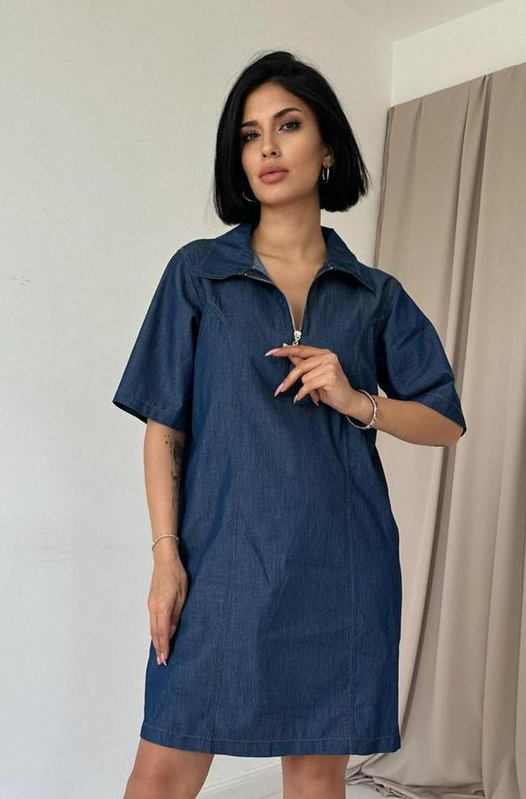 Mavi Tencel Kuplu Elbise
