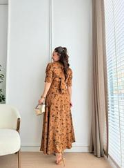 Moccah Yakası Bağlama Detaylı Elbise