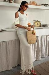 Omuz Detaylı Etek Ücü Püsküllü Triko Elbise 2862