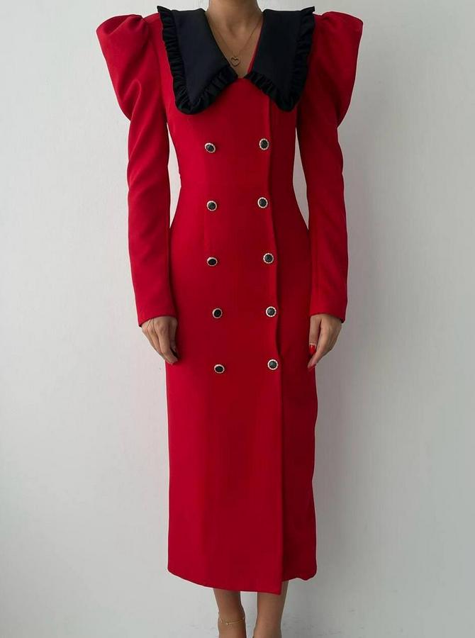 Palmas Geniş Yakalı Elbise