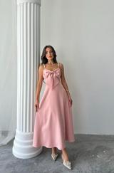 Pembe Inci Askı Detaylı Elbise