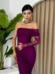 Polack Tek Omuz Tül Elbise