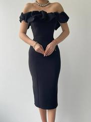 Popi Madonna Yaka Kalem Elbise