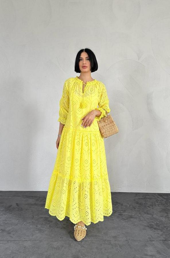 Sarı Dantelli New Elbise