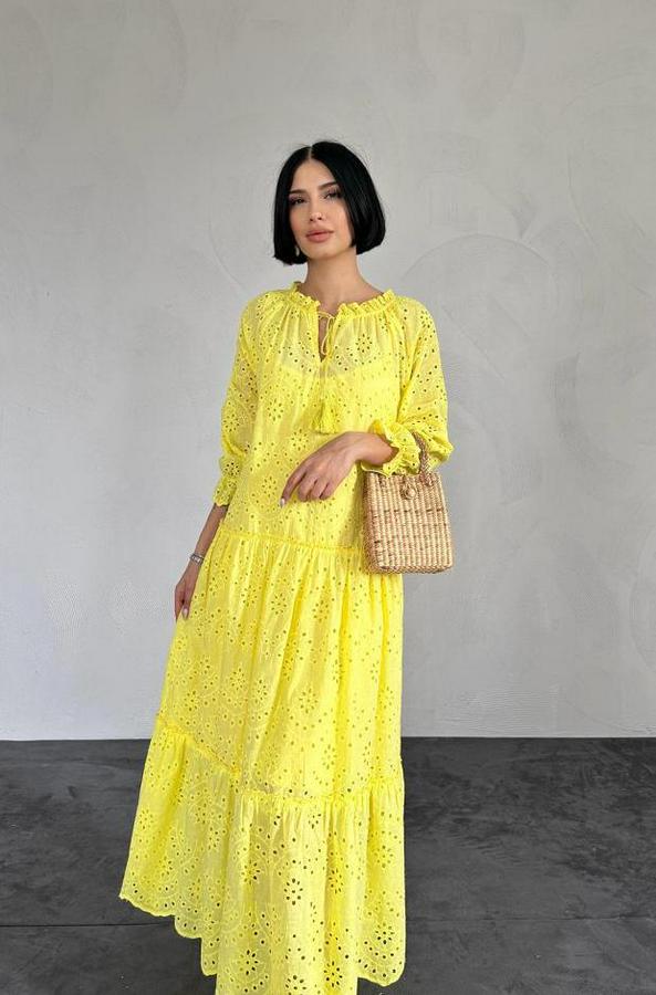 Sarı Dantelli New Elbise