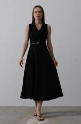 Sıfır Kollu Kemer Detaylı Elbise