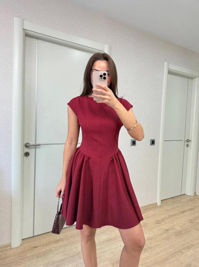 Sırt Dekolteli Çan Detaylı Mini Elbise