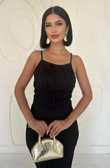 Siyah Piliseli Halter Boyun Elbise
