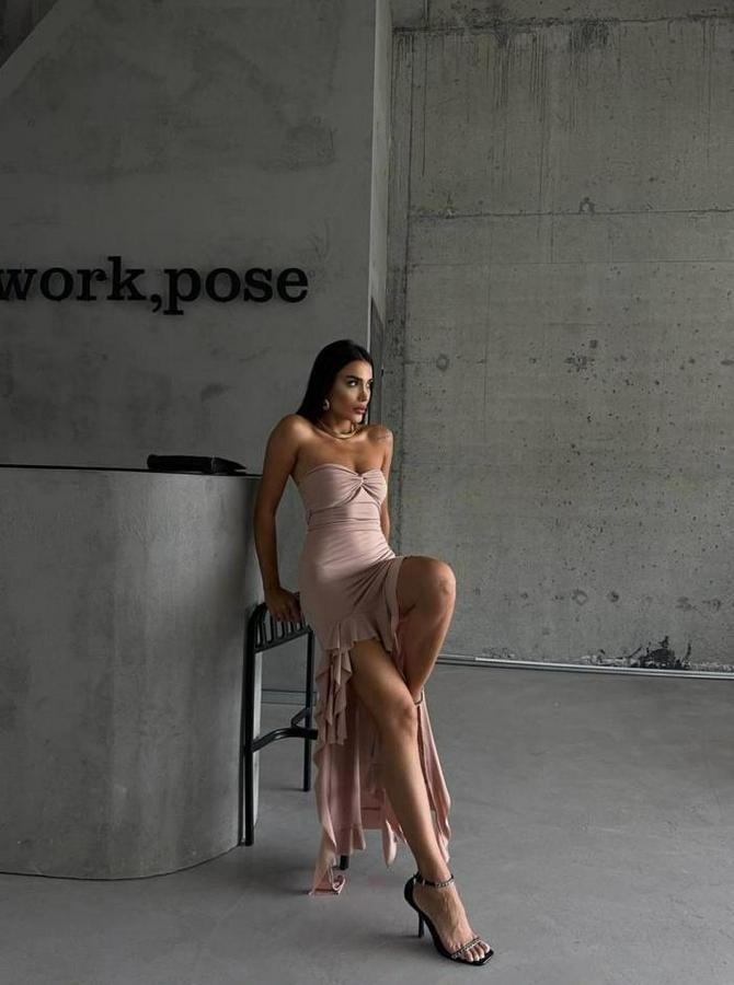 Strablez Sandy Elbise Yanlari Katli