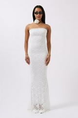 Straplez Dantel Maxi Elbise