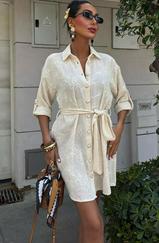 Süzene Nakışlı Ve Gold Düğmeli Elbise 2742