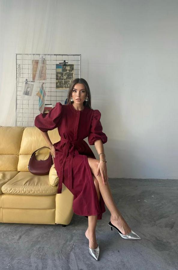 Tencel Karpuz Kol Elbise