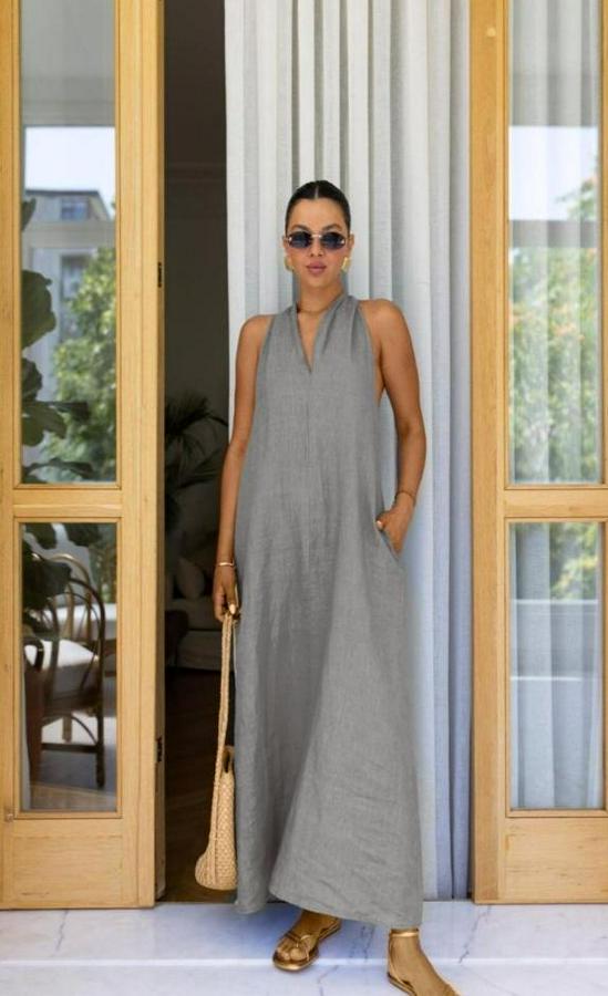 V Yaka Paraşüt Elbise