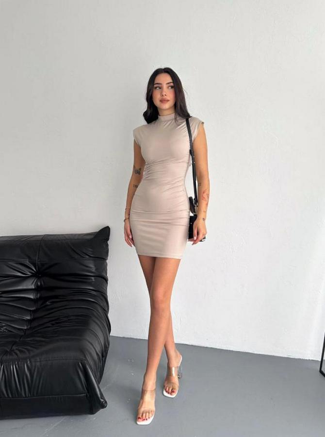 Yarım Bogazlı Kolsuz Mini Boy Elbise