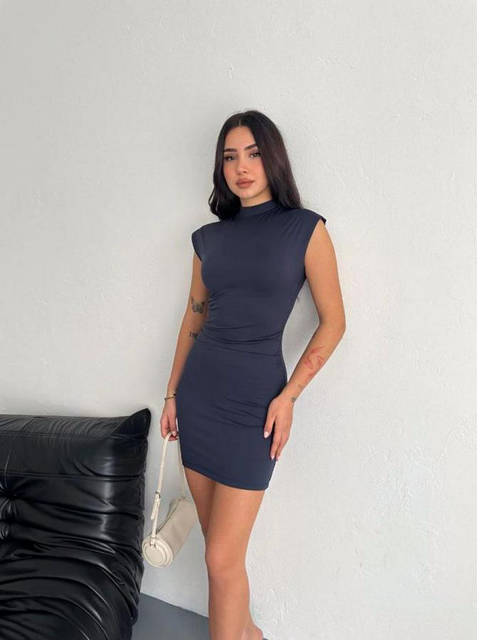Yarım Bogazlı Kolsuz Mini Boy Elbise