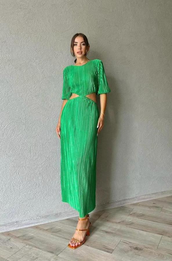 Yeşil Piliseli Elbise