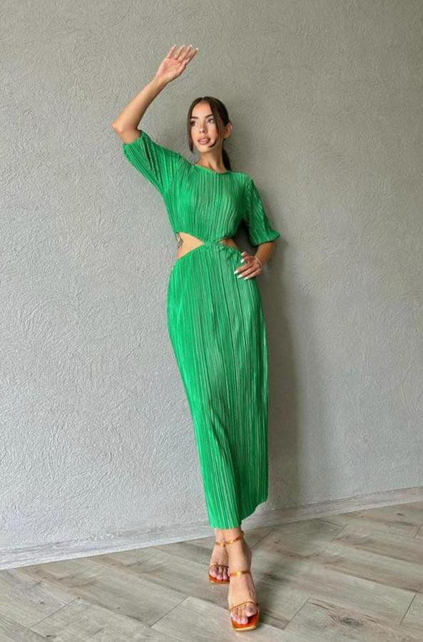 Yeşil Piliseli Elbise