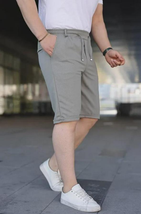 Diagonel Kumaş Duble Paça Cepli Bağcıklı Bel Lastikli Şort