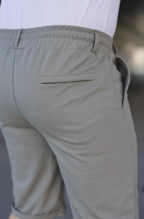 Diagonel Kumaş Duble Paça Cepli Bağcıklı Bel Lastikli Şort