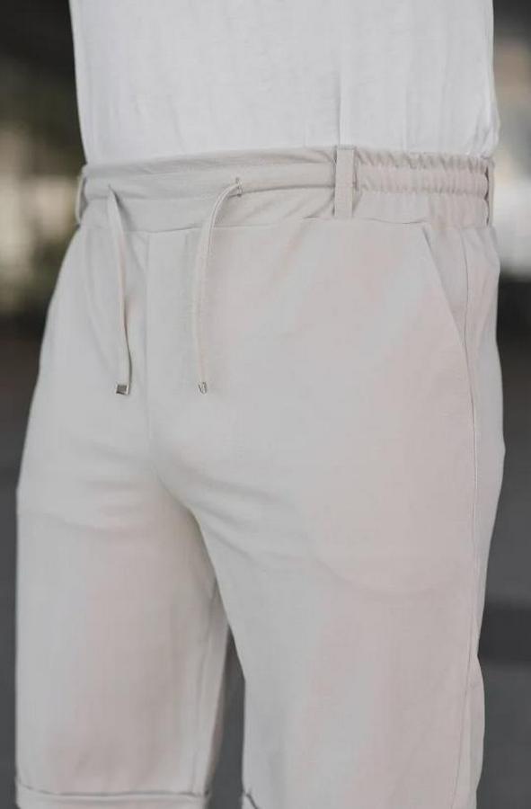 Diagonel Kumaş Duble Paça Cepli Bağcıklı Bel Lastikli Şort