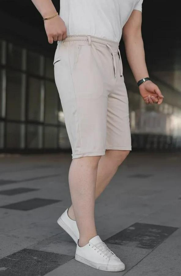 Diagonel Kumaş Duble Paça Cepli Bağcıklı Bel Lastikli Şort