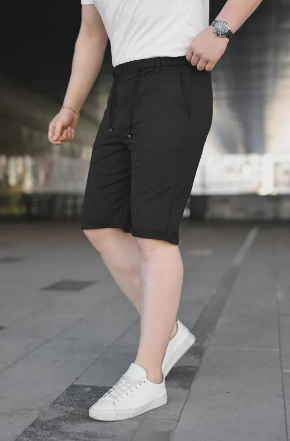 Diagonel Kumaş Duble Paça Cepli Bağcıklı Bel Lastikli Şort