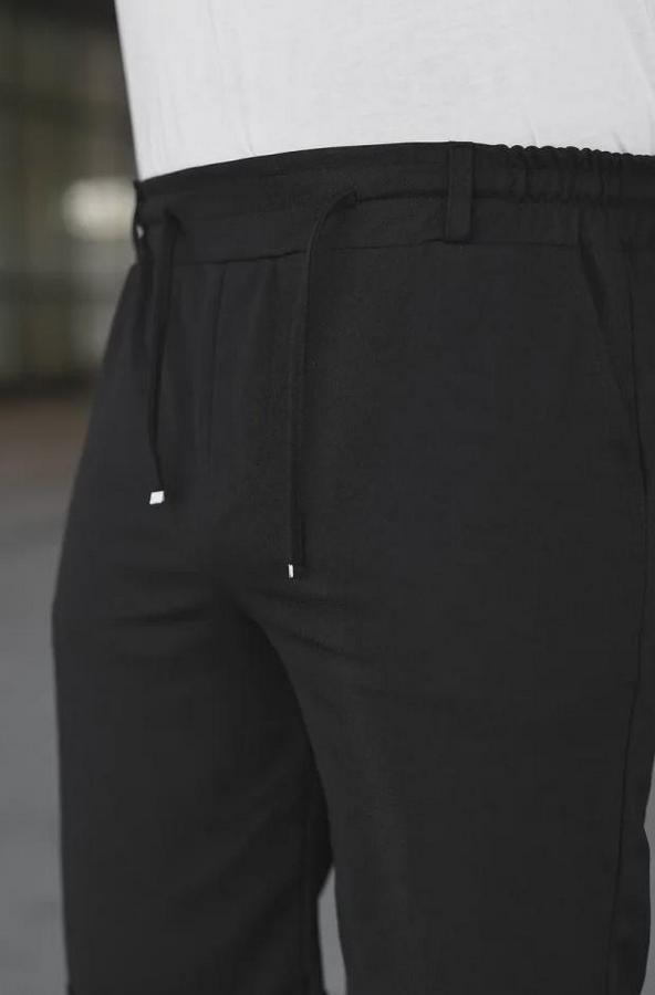 Diagonel Kumaş Duble Paça Cepli Bağcıklı Bel Lastikli Şort