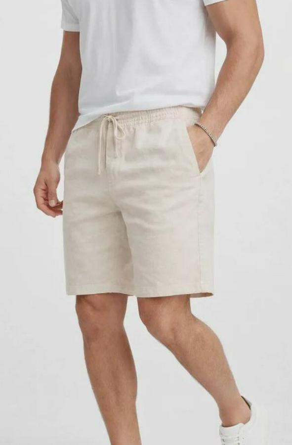 Keten Kumaş Cepli Rahat Kesim Bel Lastikli Şort