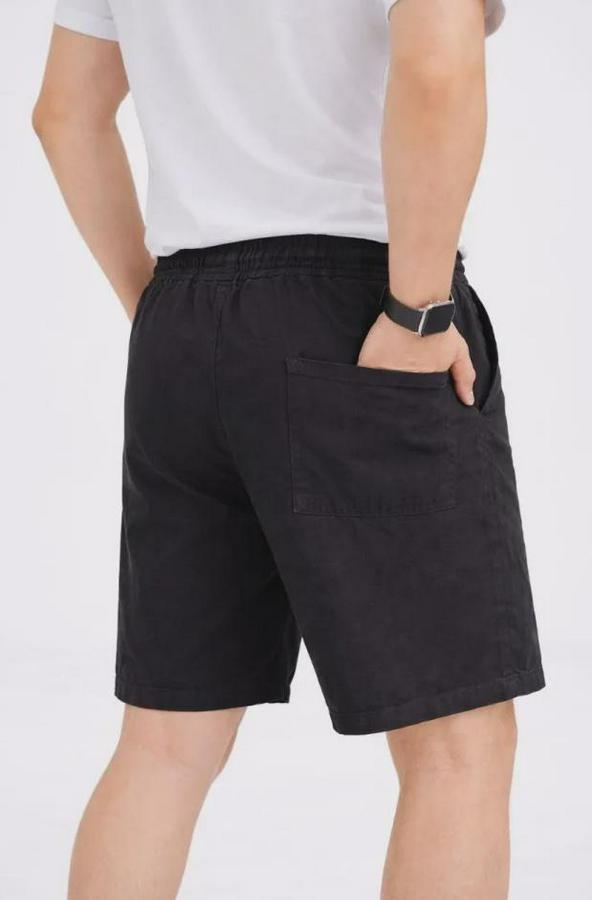 Keten Kumaş Cepli Rahat Kesim Bel Lastikli Şort