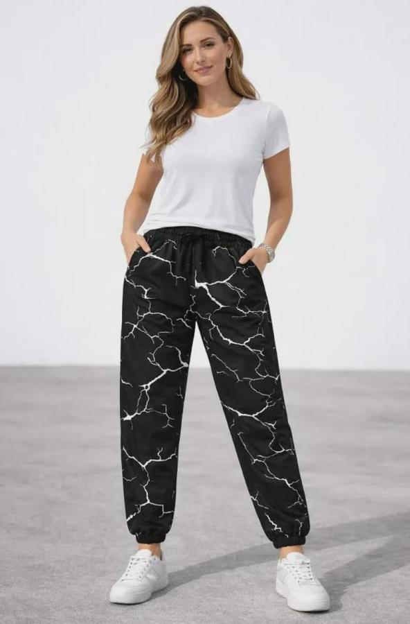 Dijital Baskılı Eşofman Altı Kışlık Üç Iplik Şardonlu Kumaş Lastikli Paça, Cepli, Rahat Kalıp