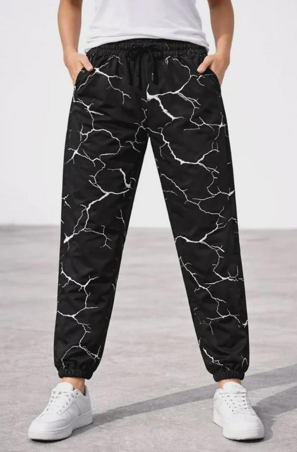 Dijital Baskılı Eşofman Altı Kışlık Üç Iplik Şardonlu Kumaş Lastikli Paça, Cepli, Rahat Kalıp