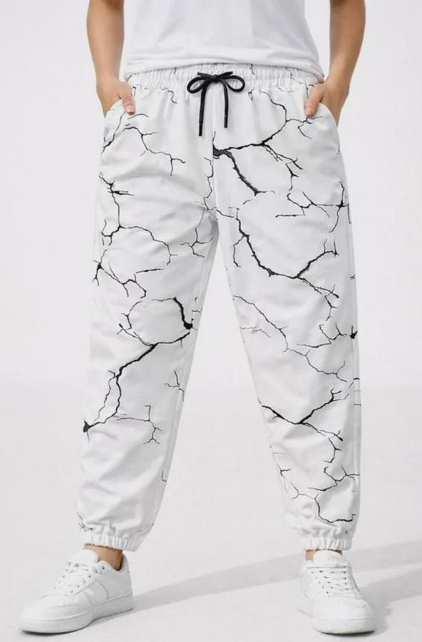 Dijital Baskılı Eşofman Altı Kışlık Üç Iplik Şardonlu Kumaş Lastikli Paça, Cepli, Rahat Kalıp