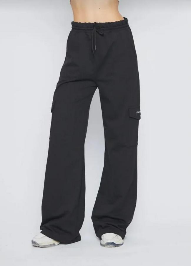 Kargo Cepli Palazzo Oversize Kesim Iki Iplik Bol Paça Eşofman Altı Pantalon