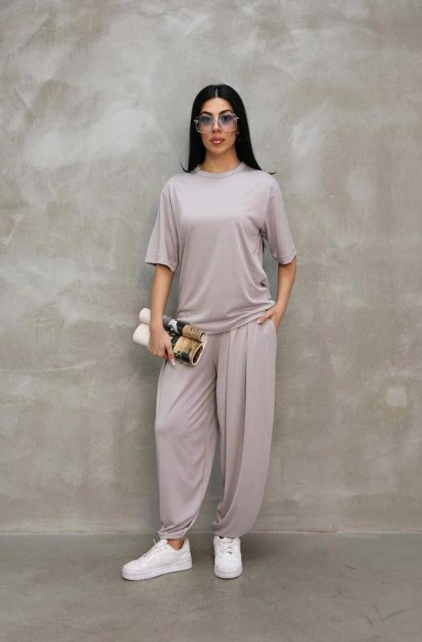 Osy Modal Yumuşak Dokulu Kumaş Oversize Bisiklet Yaka T-Shirt Jogger Eşofman Altı Eşofman Takımı